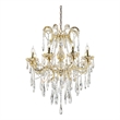 Benjara 8 Light Metal Chandelier with Crystal Accents- Gold