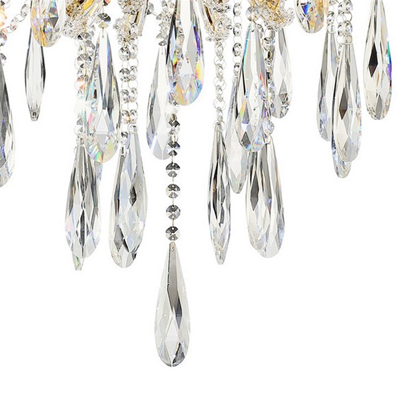 Benjara 8 Light Metal Chandelier with Crystal Accents- Gold