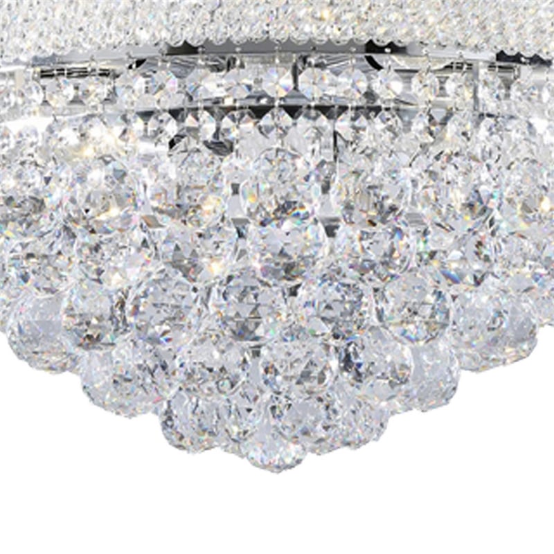 Benjara Crystal Ceiling Lamp with Chandelier Design Body- Clear
