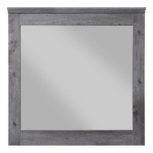 Benjara Traditional Wooden Wall Mirror with Rustic Style- Gray
