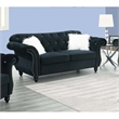 Benjara 93 Inches Nailhead Trim Velvet Sofa with Crystal Tufting- Black