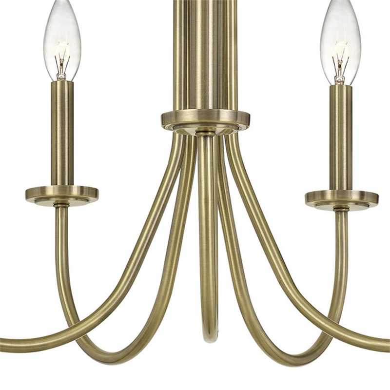 Benjara Metal Chandelier with 5 Candelabra Holders- Gold