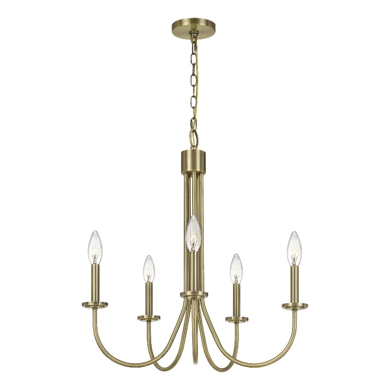 Benjara Metal Chandelier with 5 Candelabra Holders- Gold