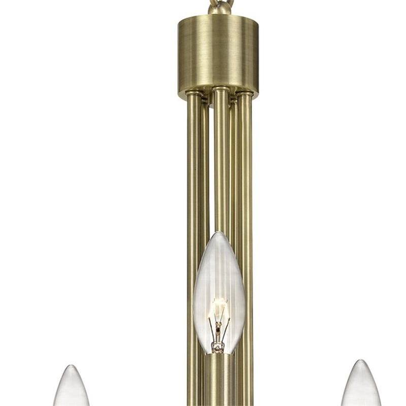 Benjara Metal Chandelier with 5 Candelabra Holders- Gold