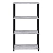 Benjara 4 Tier Design Bookshelf with Metal Tubular Legs- Antique White