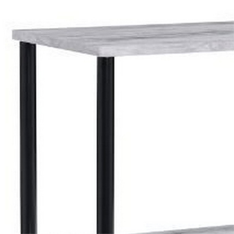 Benjara 4 Tier Design Bookshelf with Metal Tubular Legs- Antique White