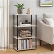 Benjara 4 Tier Design Bookshelf with Metal Tubular Legs- Antique White