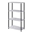 Benjara 4 Tier Design Bookshelf with Metal Tubular Legs- Antique White