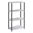 Benjara 4 Tier Design Bookshelf with Metal Tubular Legs- Antique White