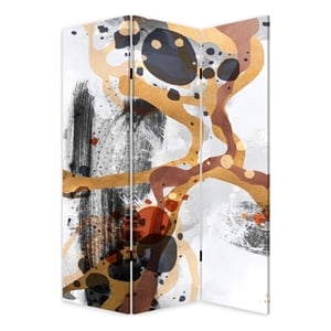 Benjara 72&quot 3 Panel Canvas Room Divider with Splash Print-Multicolor