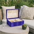 Benjara Jewelry Case with 2 Slots and Earrings Hanger- Blue