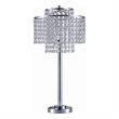 Benjara Metal Table Lamp with Hanging Acrylic Beads and USB Plugin- Silver