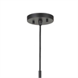 Benjara Cylindrical Grid Design Metal Chandelier with Wooden Accent- Black