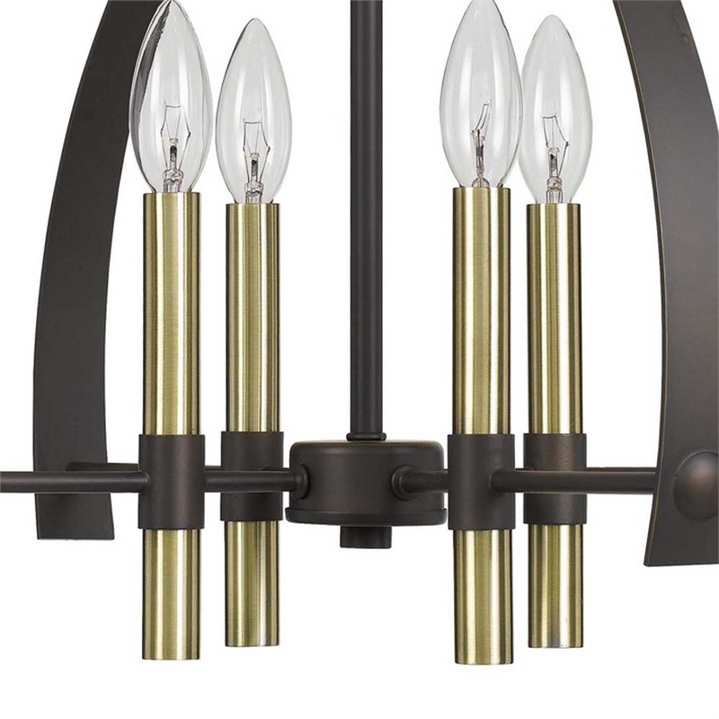 Benjara Metal Chandelier with 4 Candelabra Holders- Black and Gold