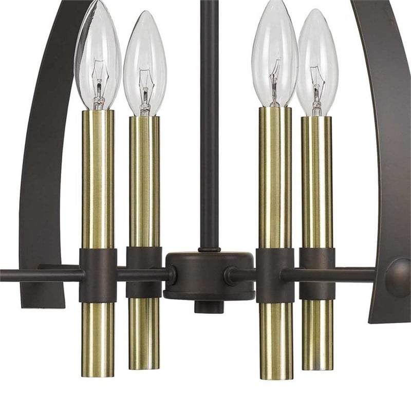 Benjara Metal Chandelier with 4 Candelabra Holders- Black and Gold