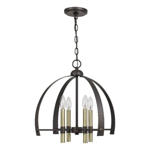 Benjara Metal Chandelier with 4 Candelabra Holders- Black and Gold