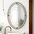 Benjara Sleek Open Double Metal Frame Oval Mirror- Rustic Bronze
