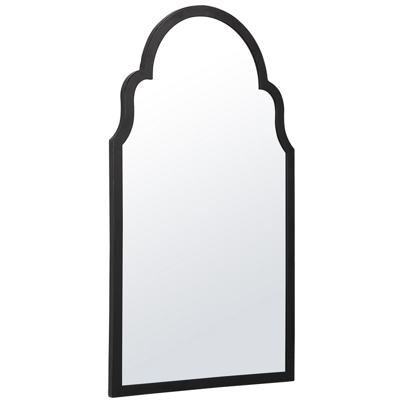 Benjara Sleek Elongated Quatrefoil Frame Mirror- Black