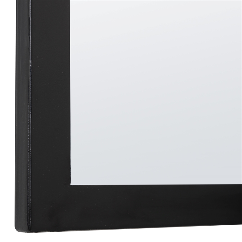 Benjara Sleek Elongated Quatrefoil Frame Mirror- Black