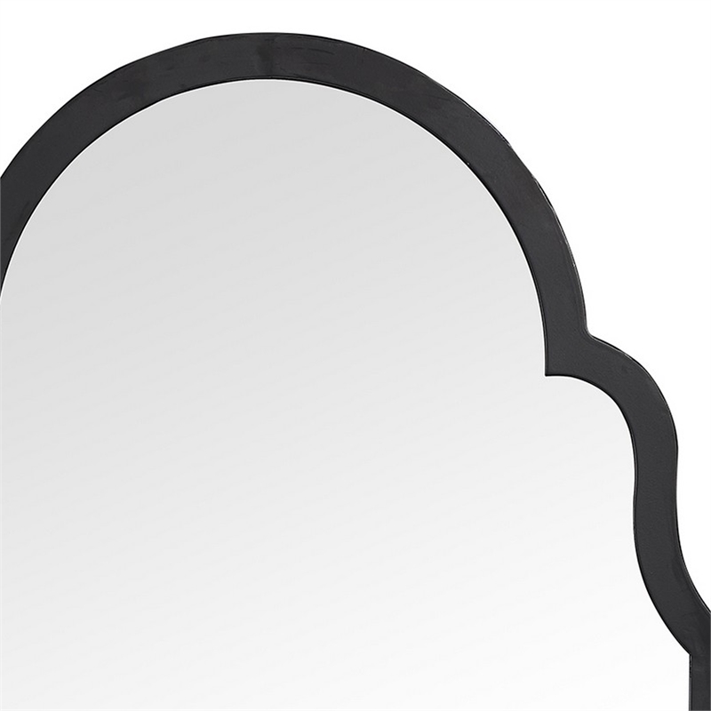 Benjara Sleek Elongated Quatrefoil Frame Mirror- Black