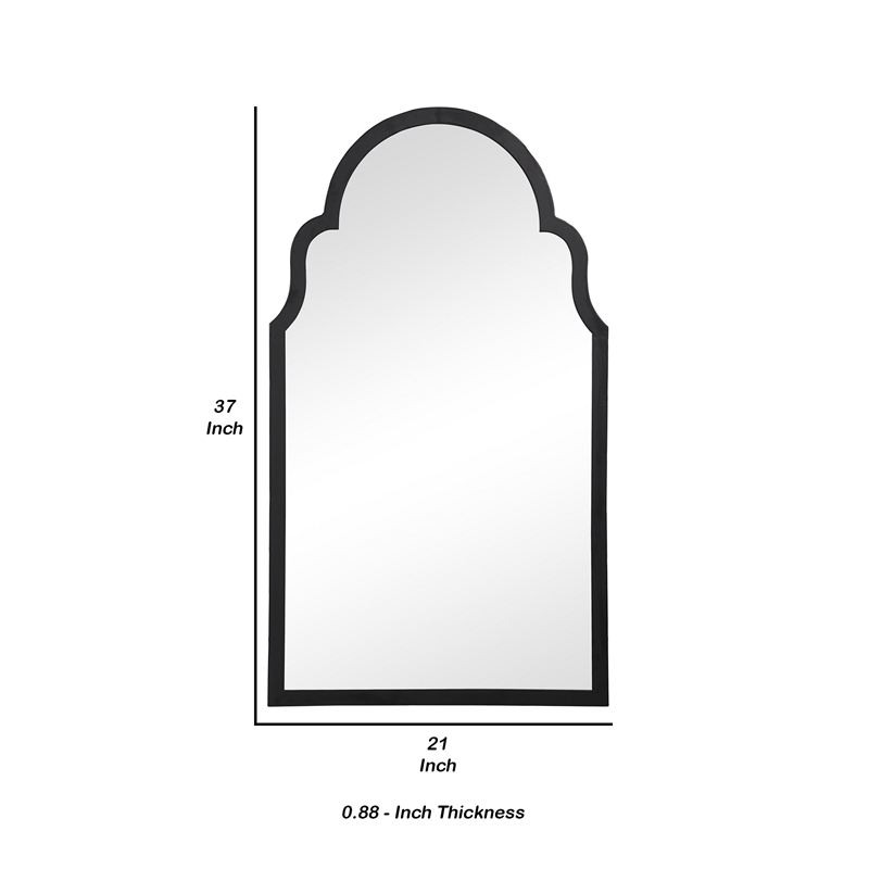 Benjara Sleek Elongated Quatrefoil Frame Mirror- Black