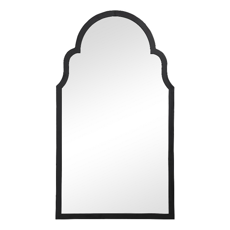 Benjara Sleek Elongated Quatrefoil Frame Mirror- Black