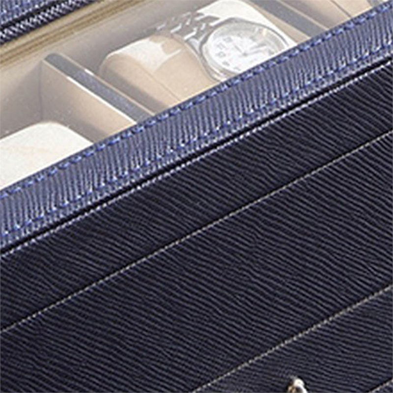Benjara Watch Case with Drawer Display and 4 Slots- Blue