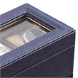 Benjara Watch Case with Drawer Display and 4 Slots- Blue