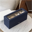 Benjara Watch Case with Drawer Display and 4 Slots- Blue