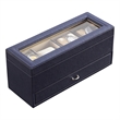 Benjara Watch Case with Drawer Display and 4 Slots- Blue