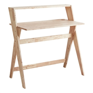 Benjara Wooden Study Desk with Criss Cross Legs- Light Brown