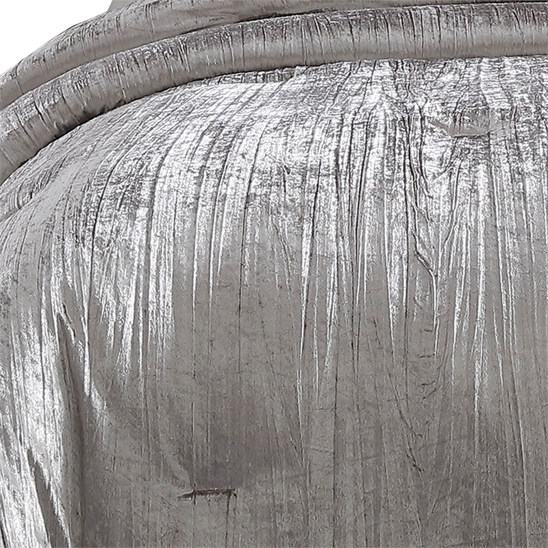 Benjara 6 Piece Twin Comforter Set with Shimmering Appeal- Silver