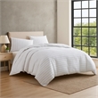 Benjara 3 Piece King Comforter Set with Pinstripe Pattern- White and Black