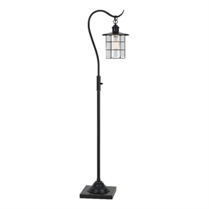 Benjara 60&quot Metal Downbridge Design Floor Lamp with Caged Shade- Dark Bronze