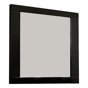 Benjara Cari 37&quot Rectangular Mirror with Wooden Frame- Black