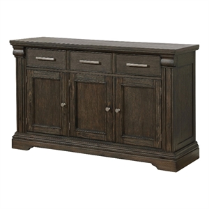 Benjara 60 Inches 3 Drawer Wooden Server with 3 Doors- Brown