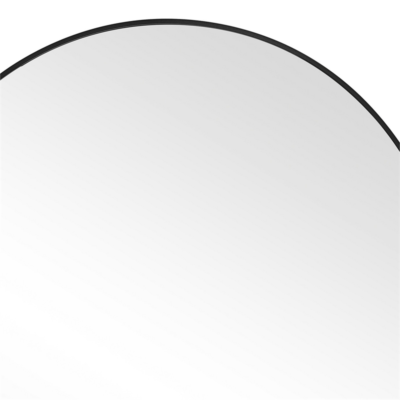 Benjara Round Shape Sleek Metal Frame Mirror- Black