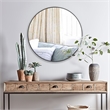 Benjara Round Shape Sleek Metal Frame Mirror- Black