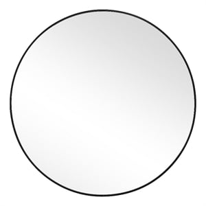 Benjara Round Shape Sleek Metal Frame Mirror- Black