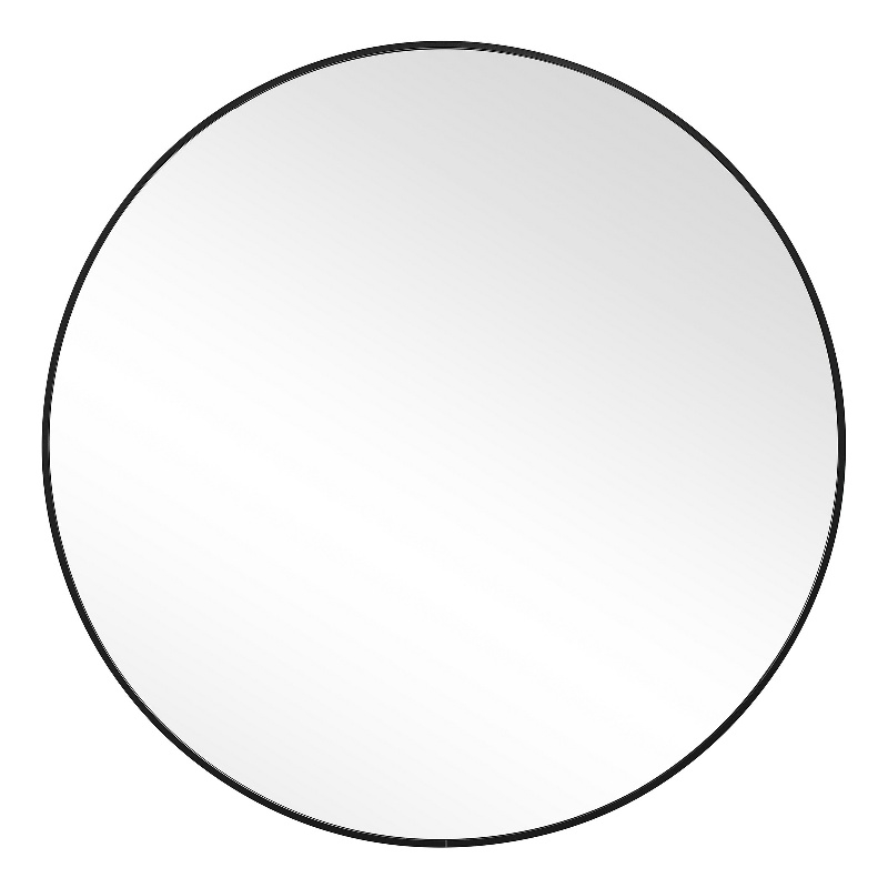 Benjara Round Shape Sleek Metal Frame Mirror- Black