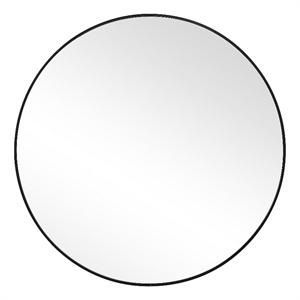Benjara Round Shape Sleek Metal Frame Mirror- Black