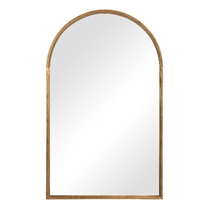 Benjara 39 Inches Arched Top Metal Frame Accent Mirror- Gold