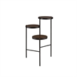 Benjara 3 Tier Plant Stand with Round Wooden Shelves and Foldable Design- Black