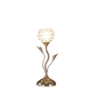 Benjara Metal Table Lamp with Floral Shade and Acrylic Crystals- Gold
