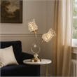 Benjara Metal Table Lamp with Floral Trumpet Shade and Crystal Accents- Gold