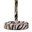 Benjara Fabric Wrapped Table Lamp with Striped Animal Print- Brown and Black