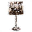 Benjara Fabric Wrapped Table Lamp with Striped Animal Print- Brown and Black