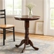 Benjara Round Wooden Pub Table with Turned Pedestal Base- Brown