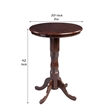 Benjara Round Wooden Pub Table with Turned Pedestal Base- Brown