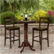 Benjara Round Wooden Pub Table with Turned Pedestal Base- Brown